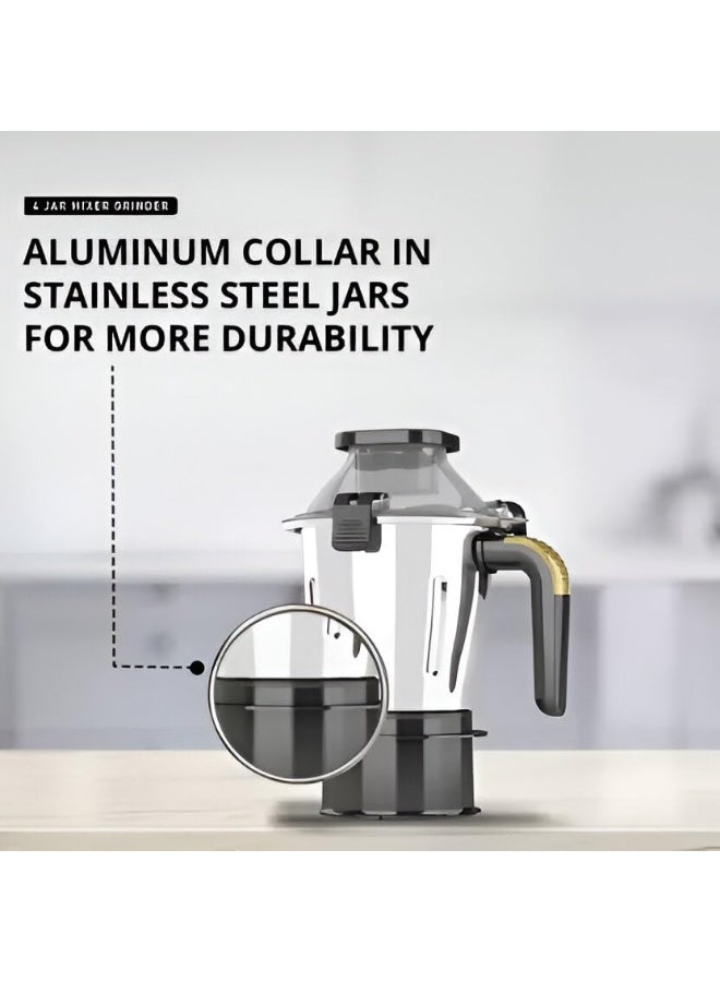 هافلز Havells Hexo Plus 1100 Watts 4 Jar Mixer Grinder| High Speed Mixie 22000 RPM motor| 100 Minutes Continuous Run Time| 2 Ltr Break Resistant Blending Jar| 5 Year Motor Manufacturer Warranty (Black) - Image 2